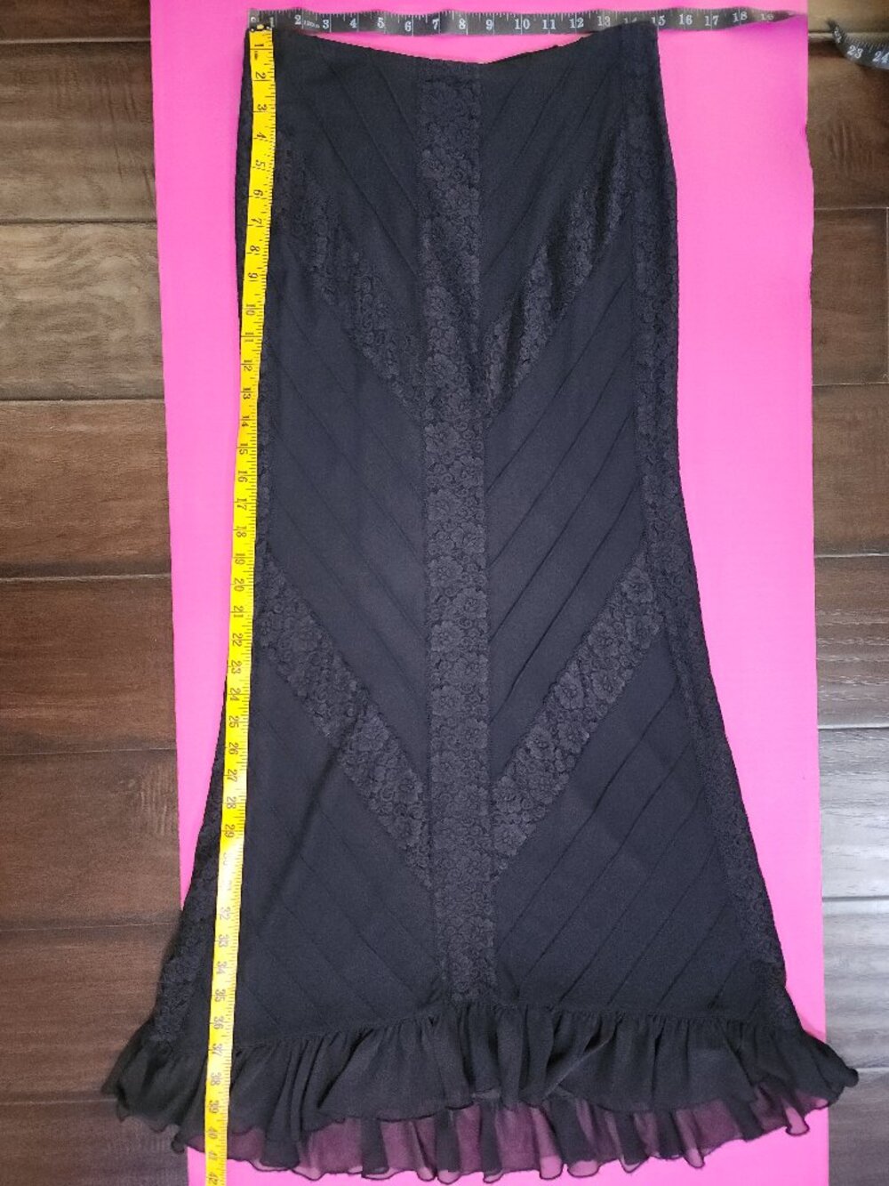 Black Maxi Skirt - Lace and Chiffon - Size Small - Picture 5 of 8